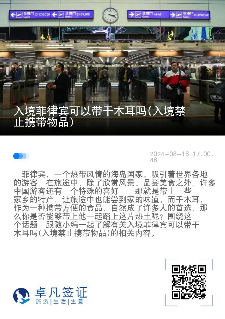 入境菲律宾可以带干木耳吗(入境禁止携带物品)