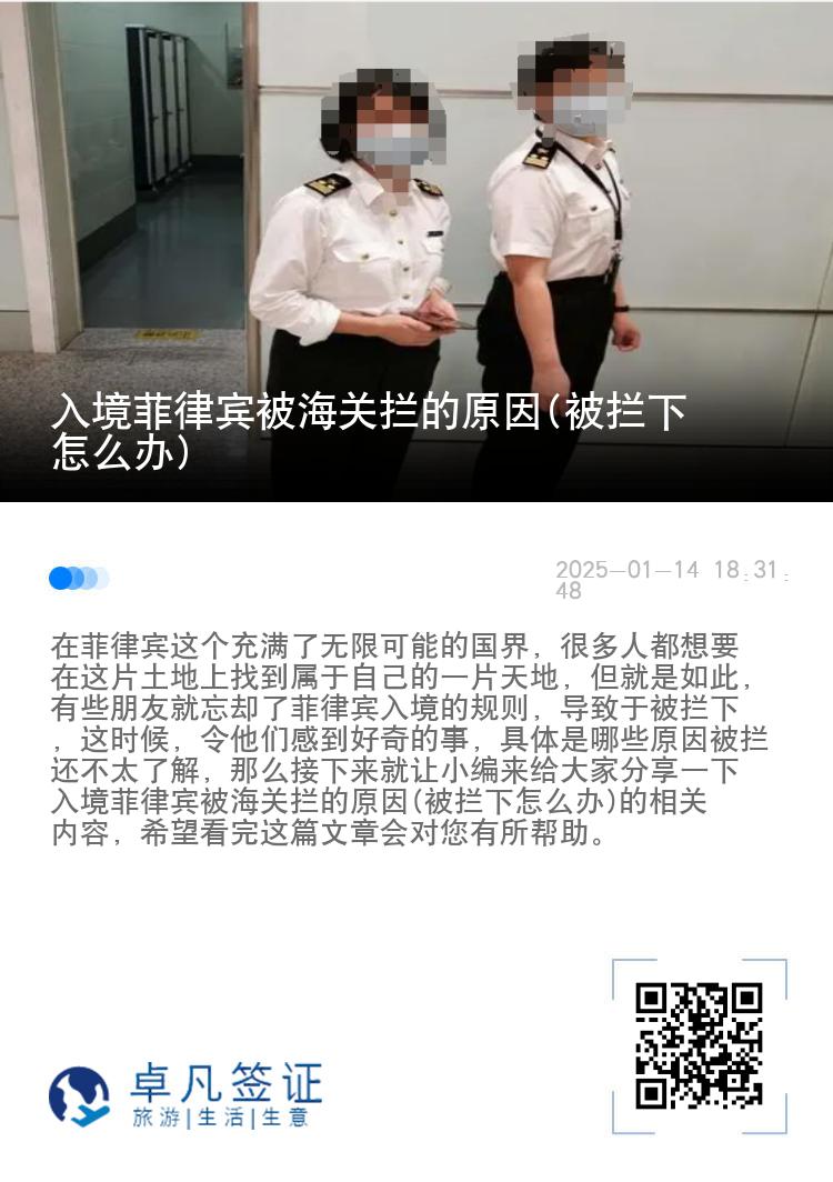 入境菲律宾被海关拦的原因(被拦下怎么办)